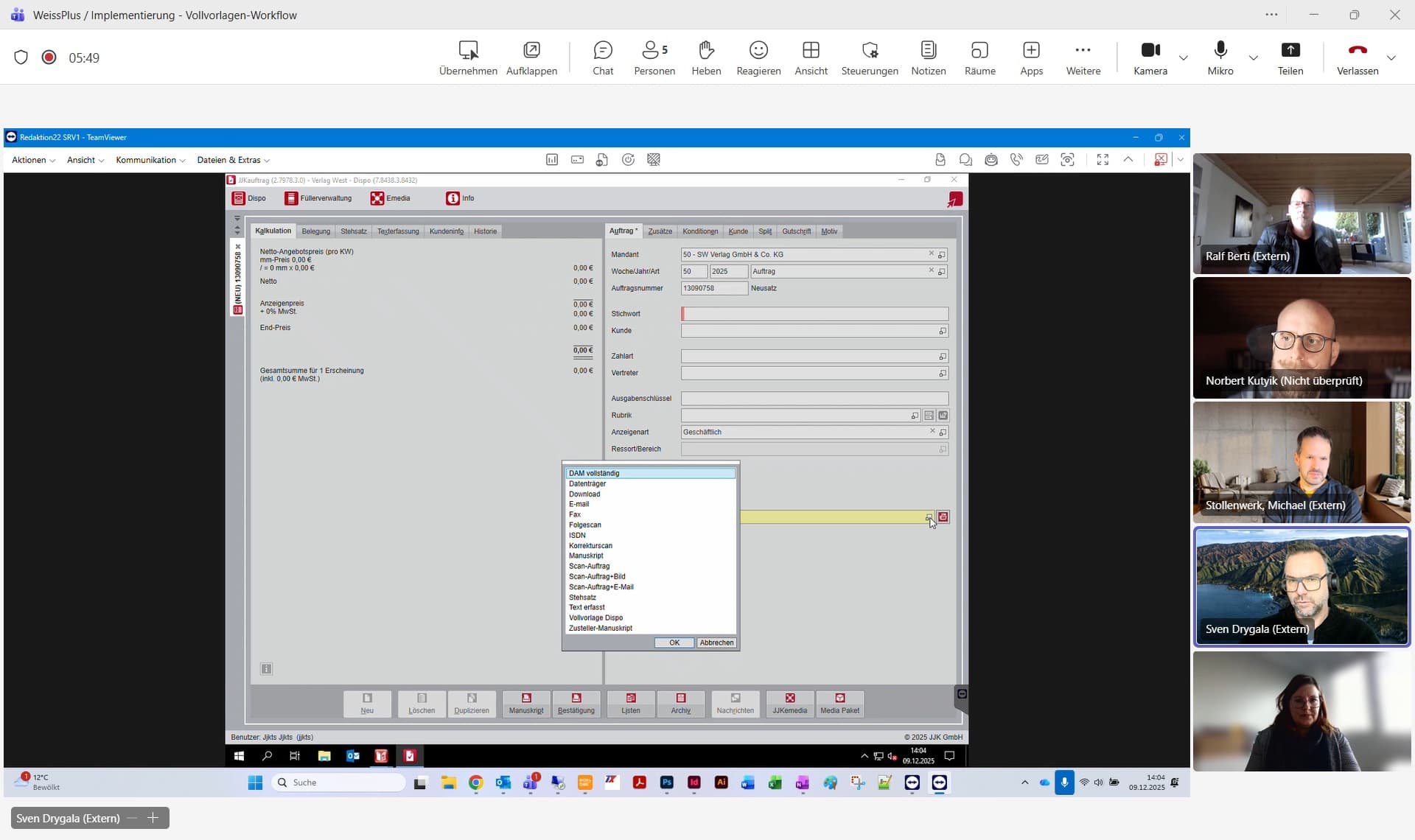 Implementierung Vollvorlagen-Workflow